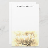 Sepia Eenvoudig Minimalistisch Professioneel Bloem Briefpapier (Voorkant / Achterkant)