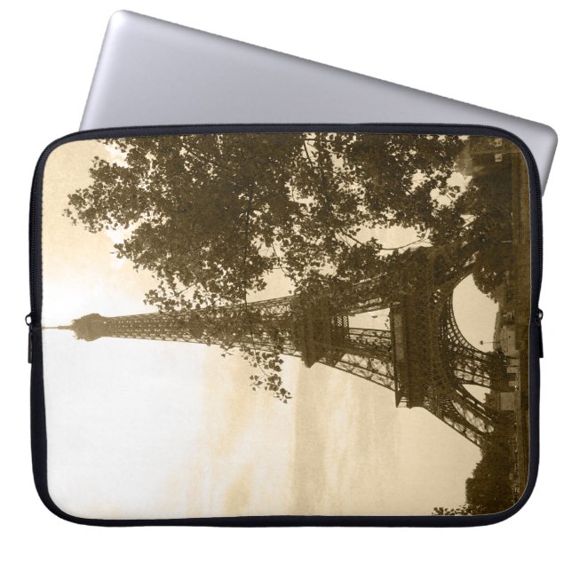 Sepia Eiffel Tower Laptop Sleeve (Voorkant)