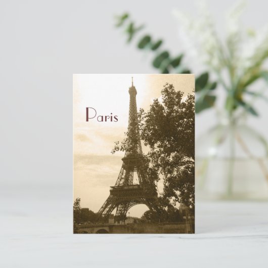 Sepia Eiffel Tower—Parijs Briefkaart (Staand voorkant)