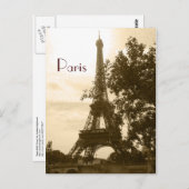 Sepia Eiffel Tower—Parijs Briefkaart (Voorkant / Achterkant)