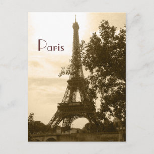Sepia Eiffel Tower—Parijs Briefkaart