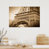 Sepia Eiffel Tower, Parijs, Frankrijk Poster (Keuken)