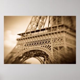 Sepia Eiffel Tower, Parijs, Frankrijk Poster