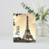 Sepia Eiffel Tower Paris Europe Foto Briefkaart (Staand voorkant)