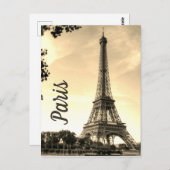 Sepia Eiffel Tower Paris Europe Foto Briefkaart (Voorkant / Achterkant)