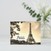 Sepia Eiffel Tower Paris Europe Foto Briefkaart (Staand voorkant)