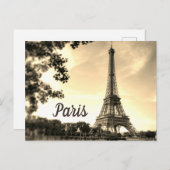 Sepia Eiffel Tower Paris Europe Foto Briefkaart (Voorkant / Achterkant)