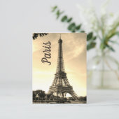 Sepia Eiffel Tower Paris Europe Foto Briefkaart (Staand voorkant)