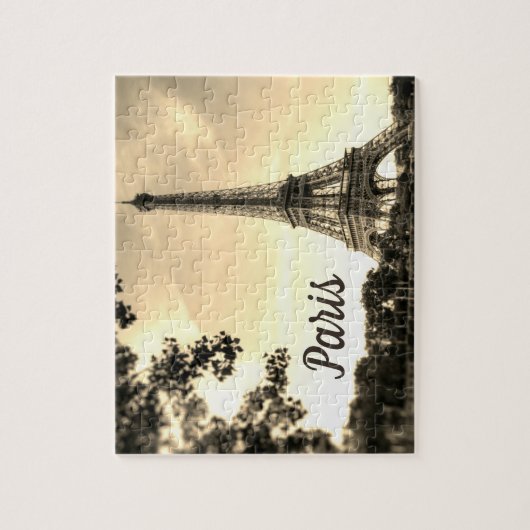 Sepia Eiffel Tower Paris Europe Foto Legpuzzel (Verticaal)