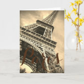 Sepia Eiffel Tower Paris Frankrijk Kaart (Gele Bloem)