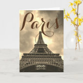 Sepia Eiffel Tower Paris Frankrijk Kaart (Gele Bloem)