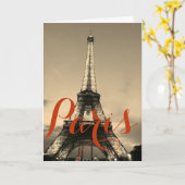 Sepia Eiffel Tower Paris Frankrijk Kaart (Gele Bloem)
