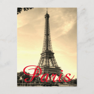  Sepia Eiffel Tower Paris Love City Travel Briefkaart