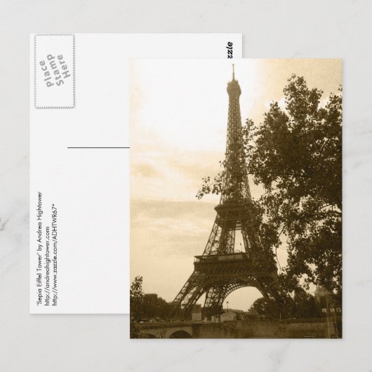 Sepia Eiffeltoren Briefkaart (Voorkant / Achterkant)