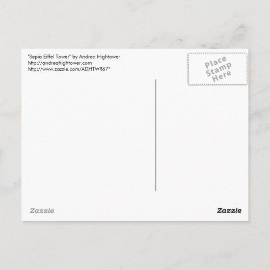 Sepia Eiffeltoren Briefkaart (Achterkant)