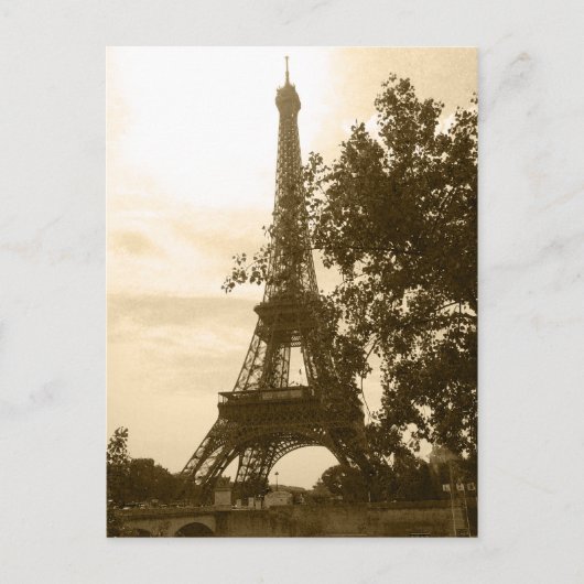 Sepia Eiffeltoren Briefkaart (Voorkant)
