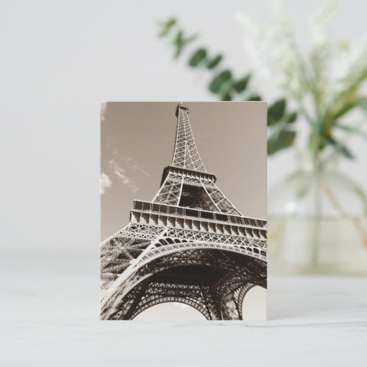 Sepia Eiffeltoren Liefde Romance Paris Europe Briefkaart (Staand voorkant)