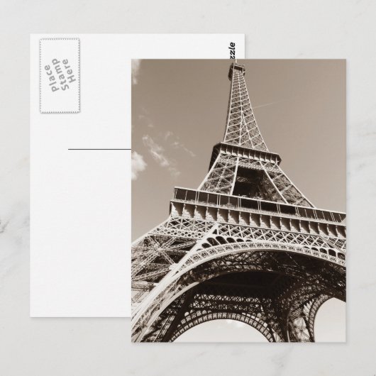 Sepia Eiffeltoren Liefde Romance Paris Europe Briefkaart (Voorkant / Achterkant)