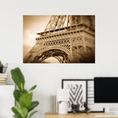 Sepia Eiffeltoren, Parijs, Frankrijk Poster (Thuiskantoor)