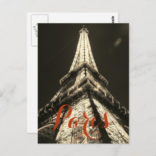 Sepia Eiffeltoren Parijs Frankrijk Stijlvolle klas Briefkaart (Voorkant / Achterkant)
