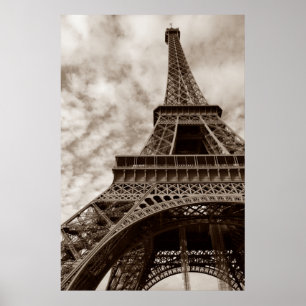 Sepia Eiffeltoren Parijs Romance Stad Poster