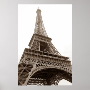 Sepia Eiffeltoren Parijs Romance Stad Poster