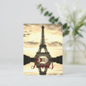 Sepia Eiffeltoren Parijs Vintage Europese reizen Briefkaart (Staand voorkant)