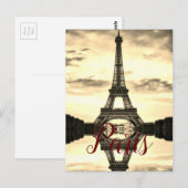 Sepia Eiffeltoren Parijs Vintage Europese reizen Briefkaart (Voorkant / Achterkant)