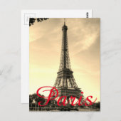  Sepia Eiffeltoren Paris Love City Travel Briefkaart (Voorkant / Achterkant)