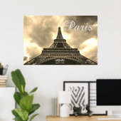  Sepia Eiffeltoren Paris Romantische liefde Poster (Thuiskantoor)