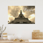  Sepia Eiffeltoren Paris Romantische liefde Poster (Keuken)