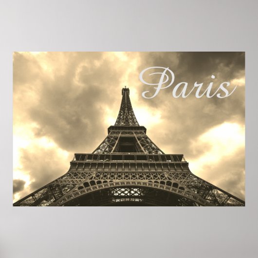  Sepia Eiffeltoren Paris Romantische liefde Poster (Voorkant)