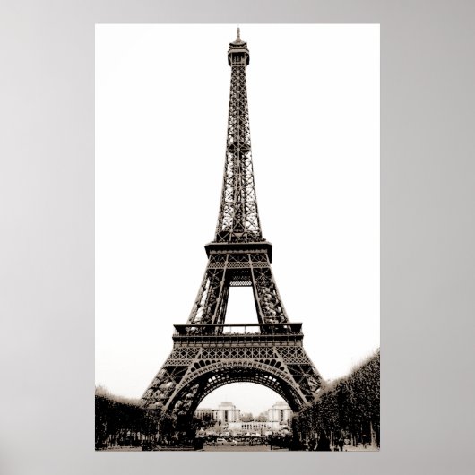 Sepia  Eiffeltoren Paris Travel Poster (Voorkant)