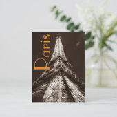 Sepia Eiffeltoren Romance nacht Parijs Frankrijk Briefkaart (Staand voorkant)