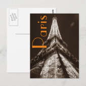 Sepia Eiffeltoren Romance nacht Parijs Frankrijk Briefkaart (Voorkant / Achterkant)