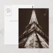 Sepia Eiffeltoren Romance Nacht van Parijs Frankri Briefkaart (Voorkant / Achterkant)