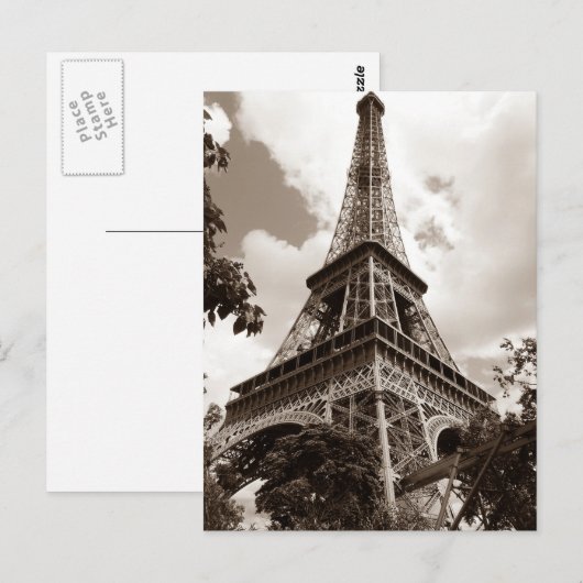 Sepia Eiffeltoren Romance Parijs Europa Briefkaart (Voorkant / Achterkant)
