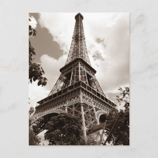 Sepia Eiffeltoren Romance Parijs Europa Briefkaart (Voorkant)