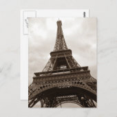 Sepia Eiffeltoren Romance Parijs Frankrijk Briefkaart (Voorkant / Achterkant)