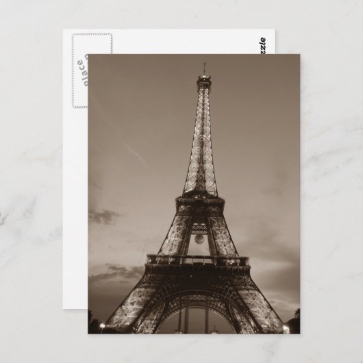 Sepia Eiffeltoren Romantische Avond van Parijs Briefkaart (Voorkant / Achterkant)