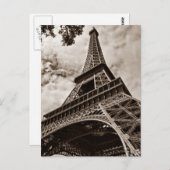 Sepia Eiffeltoren van beneden - Parijs Briefkaart (Voorkant / Achterkant)