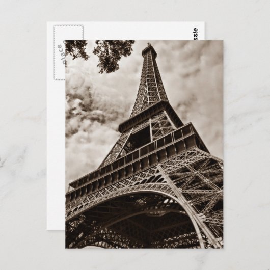 Sepia Eiffeltoren van beneden - Parijs Briefkaart (Voorkant / Achterkant)