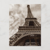 Sepia Eiffeltoren van onder de Romance Paris Europ Briefkaart (Voorkant)