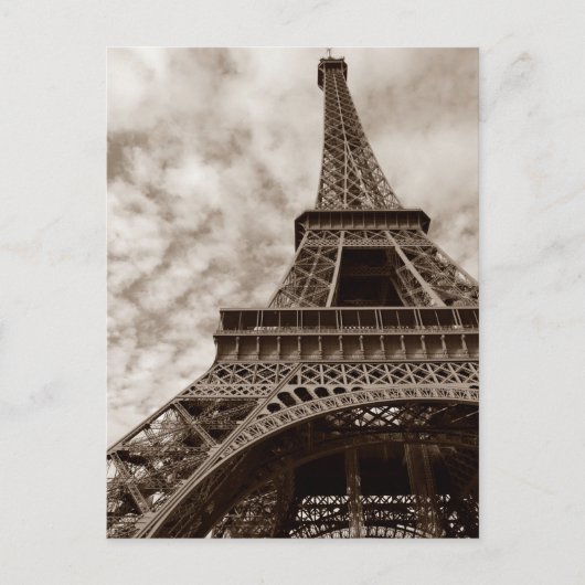 Sepia Eiffeltoren van onder de Romance Paris Europ Briefkaart (Voorkant)