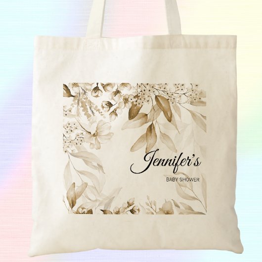 Sepia Elegant Fine Art Florals Boho Baby shower Tote Bag