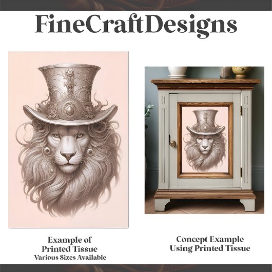  Sepia Elegant Steampunk Lion E3S Decoupage Tissuepapier