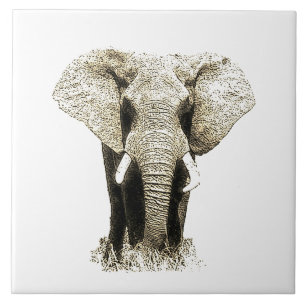 Sepia Elephant Tegeltje