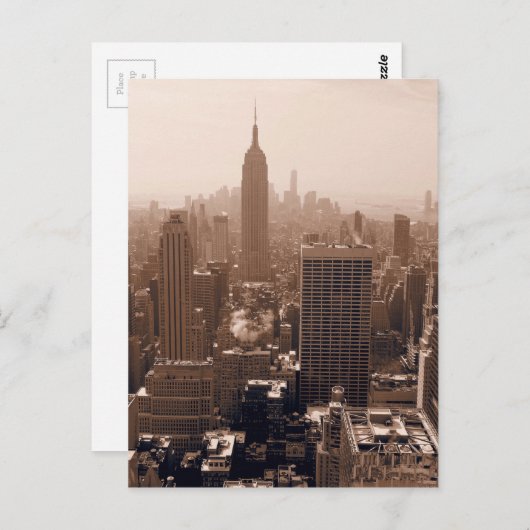 Sepia Empire State Building van Rockefeller Briefkaart (Voorkant / Achterkant)