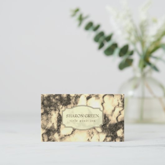 Sepia en donkerbruine marmeren steen visitekaartje (Staand voorkant)