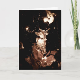 Sepia engel kerstkaart feestdagen kaart